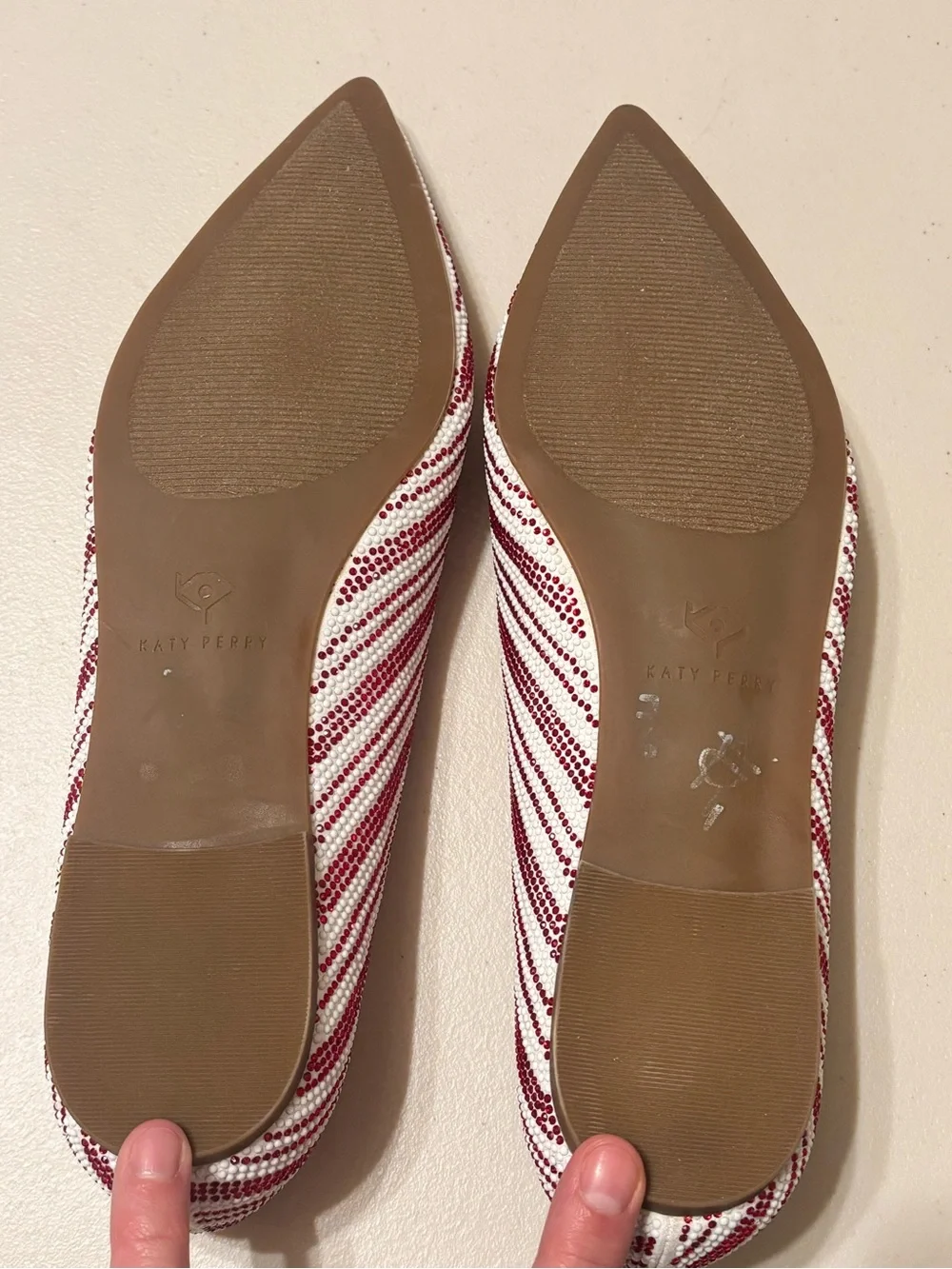Katy Perry Collections Hollie Red & White Striped Pointed Toe Ballet Flats 11